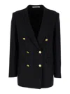 TAGLIATORE BLACK DOUBLE-BREASTED BLAZER WITH GOLD-TONE BUTTONS IN VISCOSE BLEND WOMAN