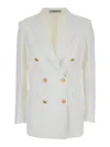 TAGLIATORE WHITE DOUBLE-BREASTED BLAZER WITH GOLD-TONE BUTTONS IN VISCOSE WOMAN