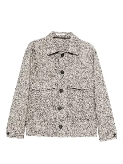 Tagliatore Textured Wool Blend Jacket In Gray