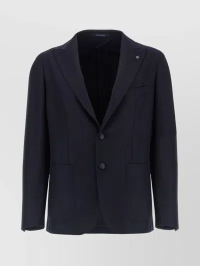 Tagliatore Square Pattern Blazer With Front Pockets In Black