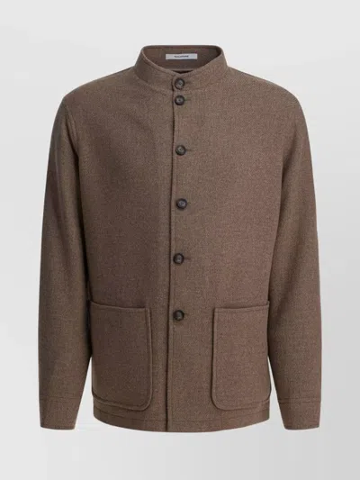 TAGLIATORE STAND COLLAR LONG SLEEVES FRONT POCKETS COAT