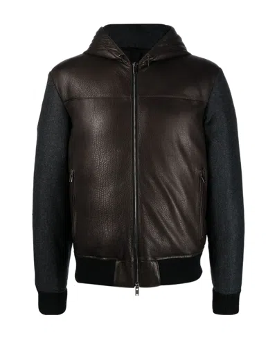 Tagliatore Contrasting Panels Jacket In Brown