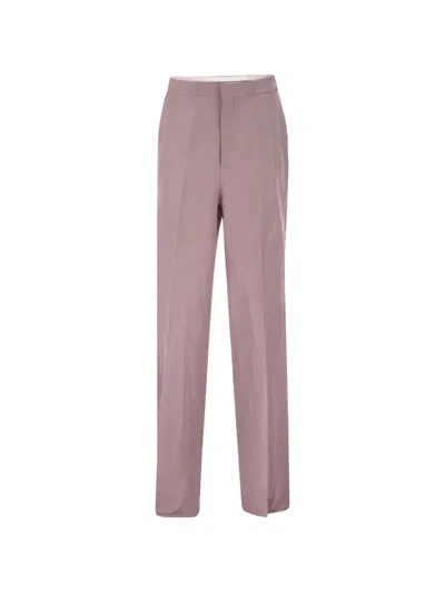 Tagliatore Straight-leg Linen Trousers In Purple