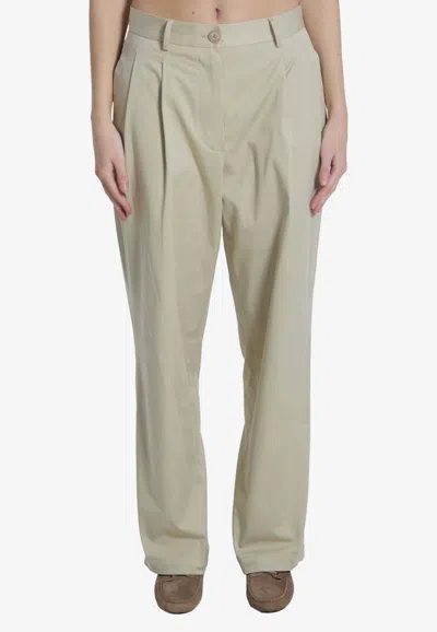 Tagliatore Straight-leg Stitched Pants In Neutral