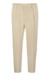 Tagliatore Stretch Cotton-blend Trousers In Neutral