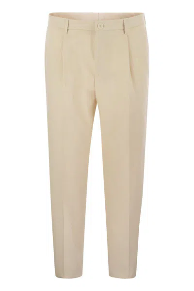 Tagliatore Stretch Cotton-blend Trousers In Neutral