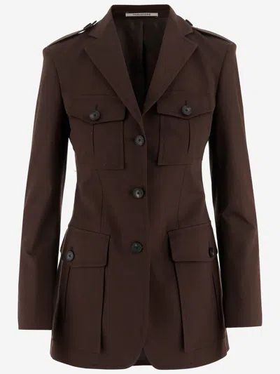 Tagliatore Stretch Cotton Jacket In Brown