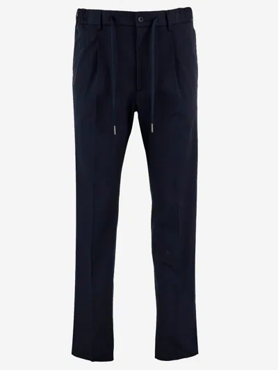 Tagliatore Stretch Cotton Pants In Blue