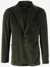 Tagliatore Stretch Cotton Velvet Single-breasted Jacket In Green