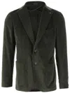 Tagliatore Stretch Cotton Velvet Single-breasted Jacket In Green