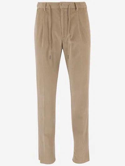Tagliatore Stretch Cotton Velvet Trousers In Brown