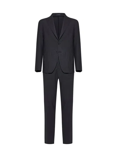 Tagliatore Stretch Virgin Wool Pant Suit In Gray