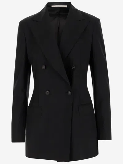 Tagliatore Stretch Wool Double-breasted Jacket In Black