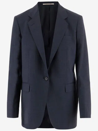 Tagliatore Stretch Wool Jacket In Blue