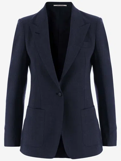 Tagliatore Stretch Wool Jacket In Red