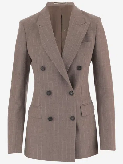 Tagliatore Stretch Wool Jacket In Brown
