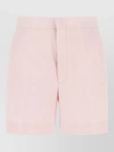 Tagliatore Stretch Wool Shorts Belt Loops Pockets In Pink
