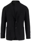 Tagliatore Black Jacket With Classic Revers And Logo Pin In Kashmir Man In Black
