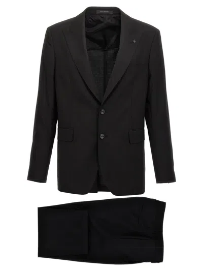 Tagliatore Stretch Wool Suit In Black
