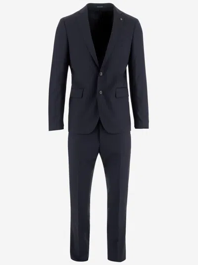 Tagliatore Stretch Wool Suit In Bruce Navy
