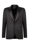 Tagliatore Stretch Wool Three-pieces Suit In Black