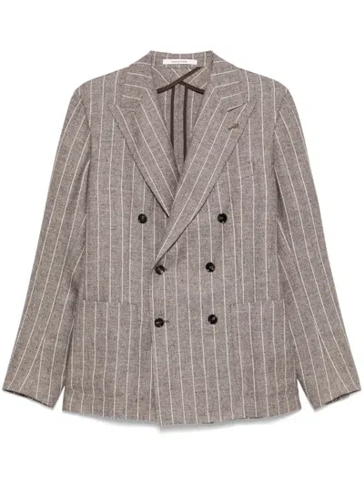 Tagliatore Striped Blazer In Brown