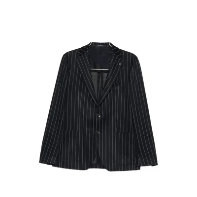Tagliatore Striped Blazer In Black