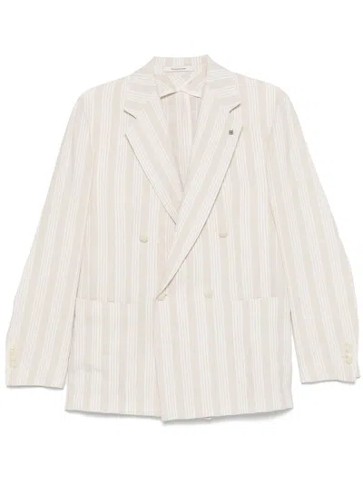 Tagliatore Striped Blazer In Neutrals