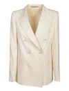 Tagliatore Striped Cotton Double-breasted Jacket With Tone-on-tone Buttons