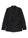 Tagliatore Striped Double-breasted Blazer In Black