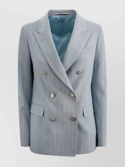 TAGLIATORE STRIPED DOUBLE-BREASTED JACKET WITH PEAK LAPELS