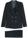 Tagliatore Pinstriped Double-breasted Suit In Black