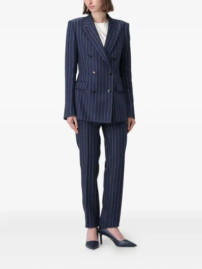 Tagliatore Striped Double-breasted Suit In Blue