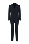 Tagliatore Striped Double-breasted Suit In Wool And Silk In Blu