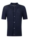 Tagliatore Striped Knit Shirt In Blue