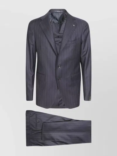 Tagliatore Striped Pattern Suit Notch Lapel In Blue