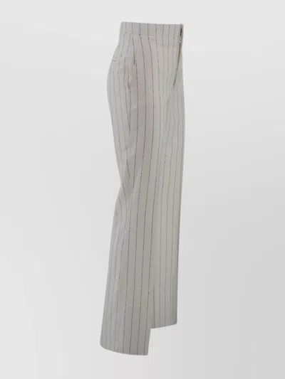Tagliatore Striped Pattern Trousers With Back And Side Pockets In Neutral