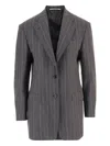 Tagliatore Striped Single-breasted Blazer In Gray