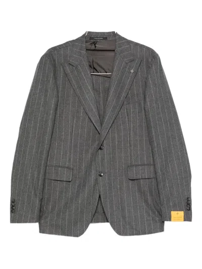 Tagliatore Striped Single-breasted Suit In Gray