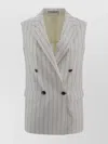Tagliatore Striped Sleeveless Blazer Button Detailing