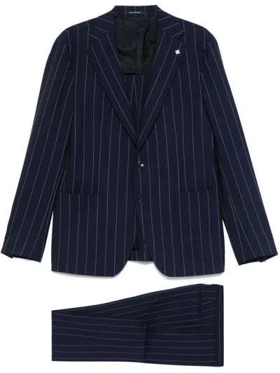 Tagliatore Striped Suit In Blue