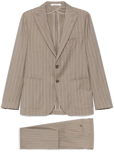 Tagliatore Striped Suit In Brown