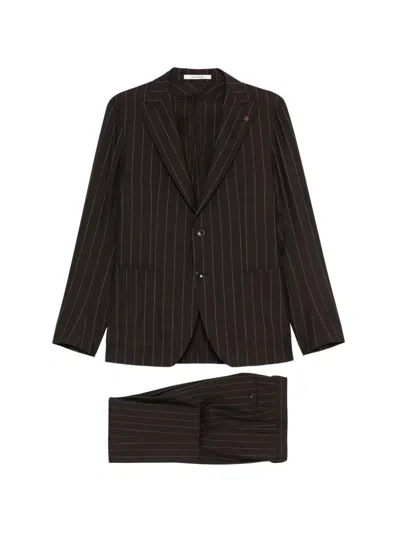 Tagliatore Striped Suit In Black