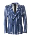 Tagliatore Striped Suit Jacket In Blue
