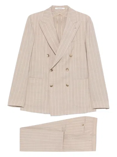 Tagliatore Striped Suit In Neutral