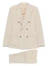 Tagliatore Long Sleeve Blazer And Belt Loop Pants Set In Nude