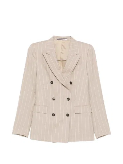 Tagliatore Striped Tailored Trousers In Neutral