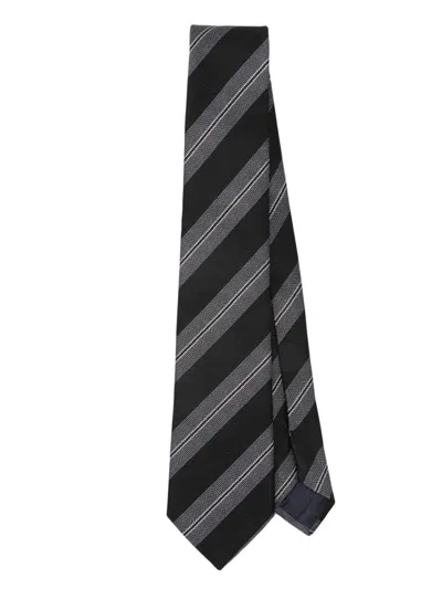 Tagliatore Striped Tie In Black