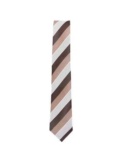Tagliatore Striped Tie In Brown