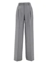 Tagliatore Vertical Striped Grey Trousers With Front Zip Closure
